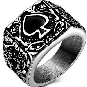 Men's stainless steel spades ring.